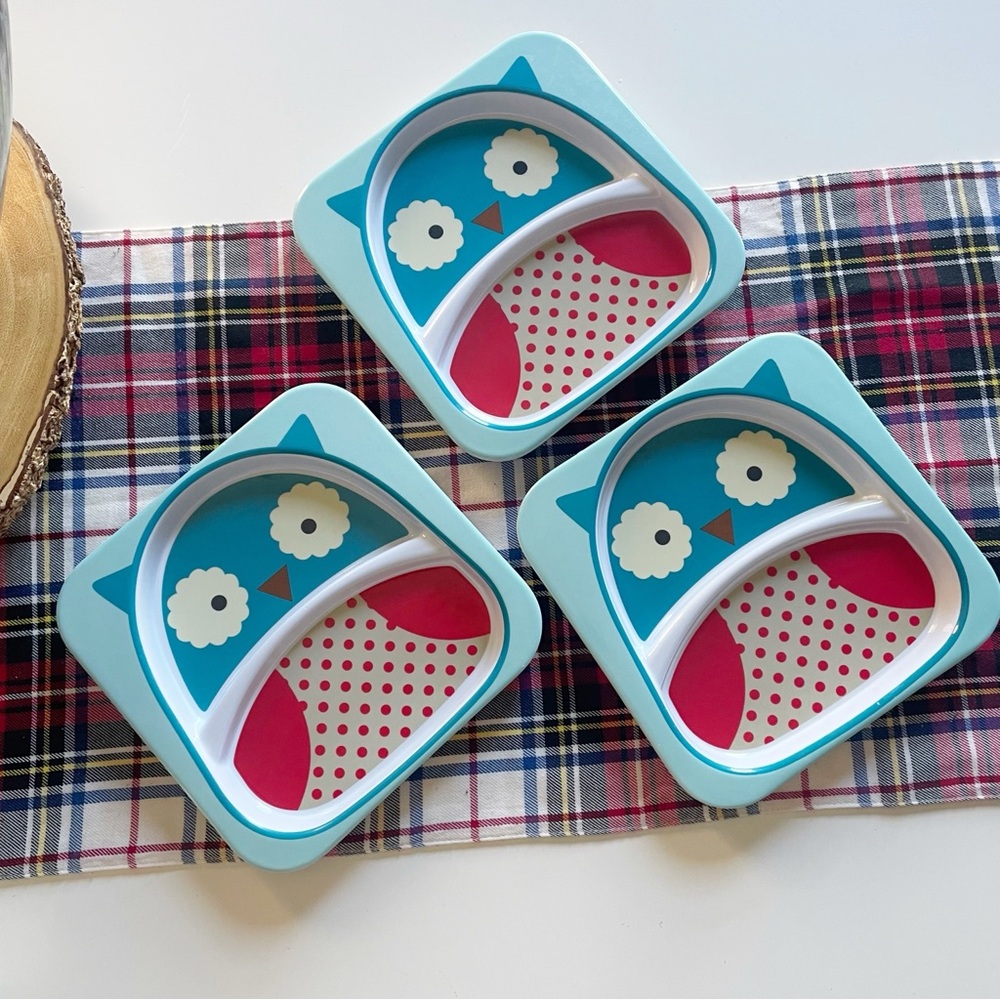 Set of 3 Skip Hop Zoo Owl Melamine Seperated Plates